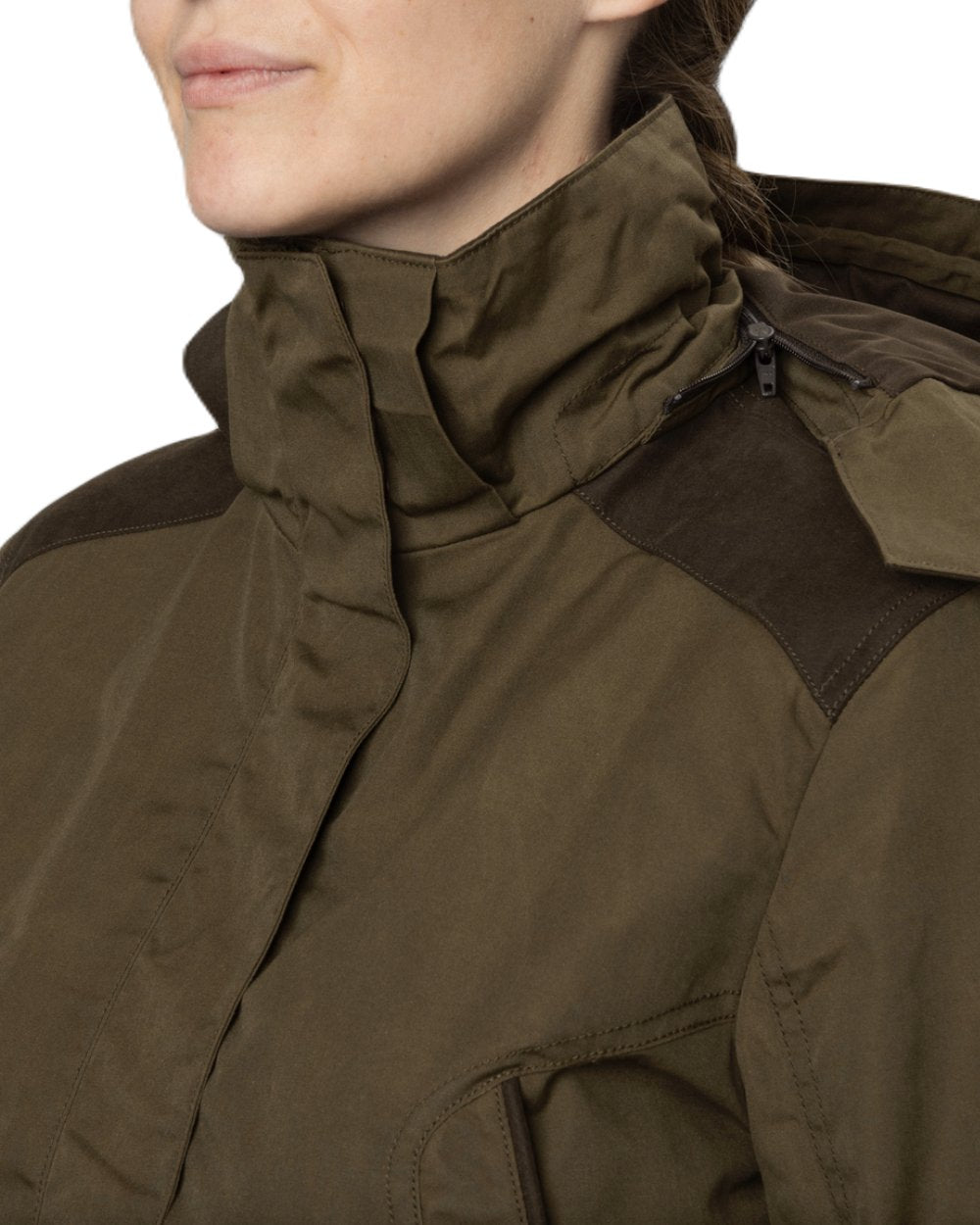 Pine Green Grizzly Brown Coloured Seeland Key-Point Kora Jacket on white background 