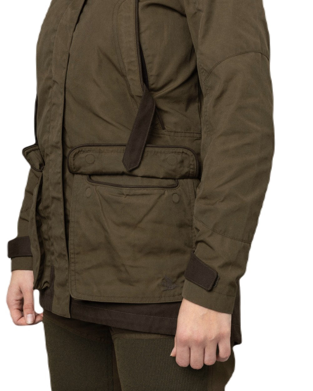 Pine Green Grizzly Brown Coloured Seeland Key-Point Kora Jacket on white background 