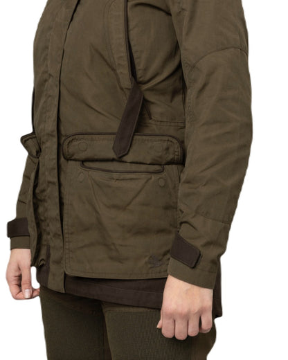 Pine Green Grizzly Brown Coloured Seeland Key-Point Kora Jacket on white background 