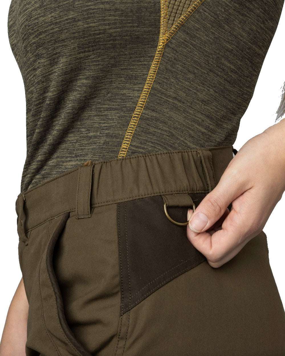Pine Green Grizzly Brown Coloured Seeland Key-Point Kora Trousers on white background 