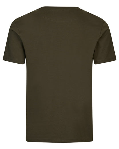 Pine Green Coloured Seeland Landscape T-Shirt on white background 