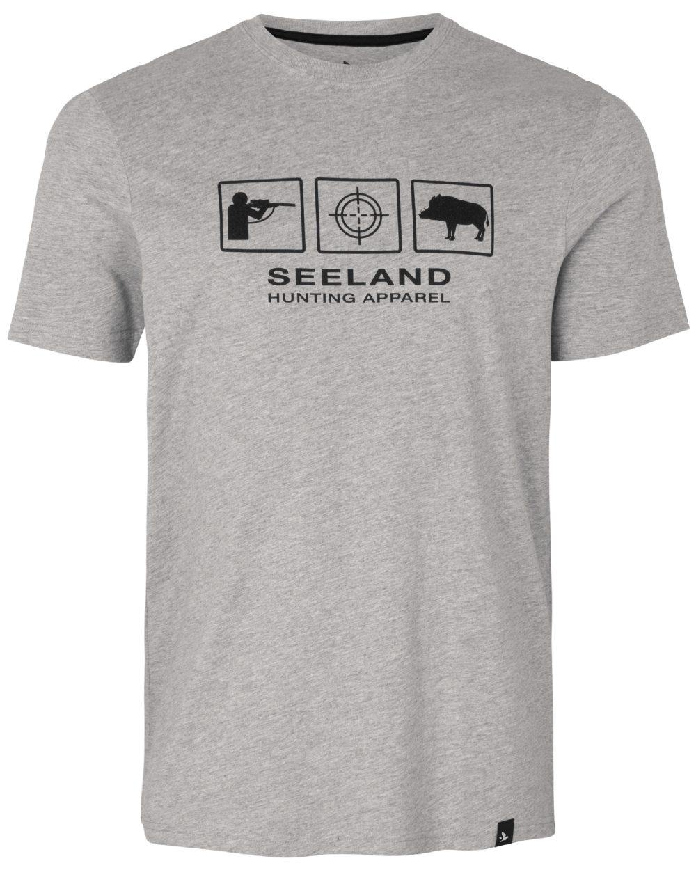 Dark Grey Melange Coloured Seeland Lanner T-Shirt on white background 