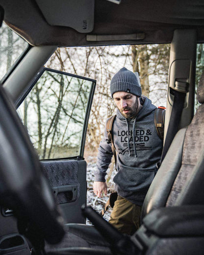 Grey Melange Coloured Seeland Loaded Hoodie on outdoor background 