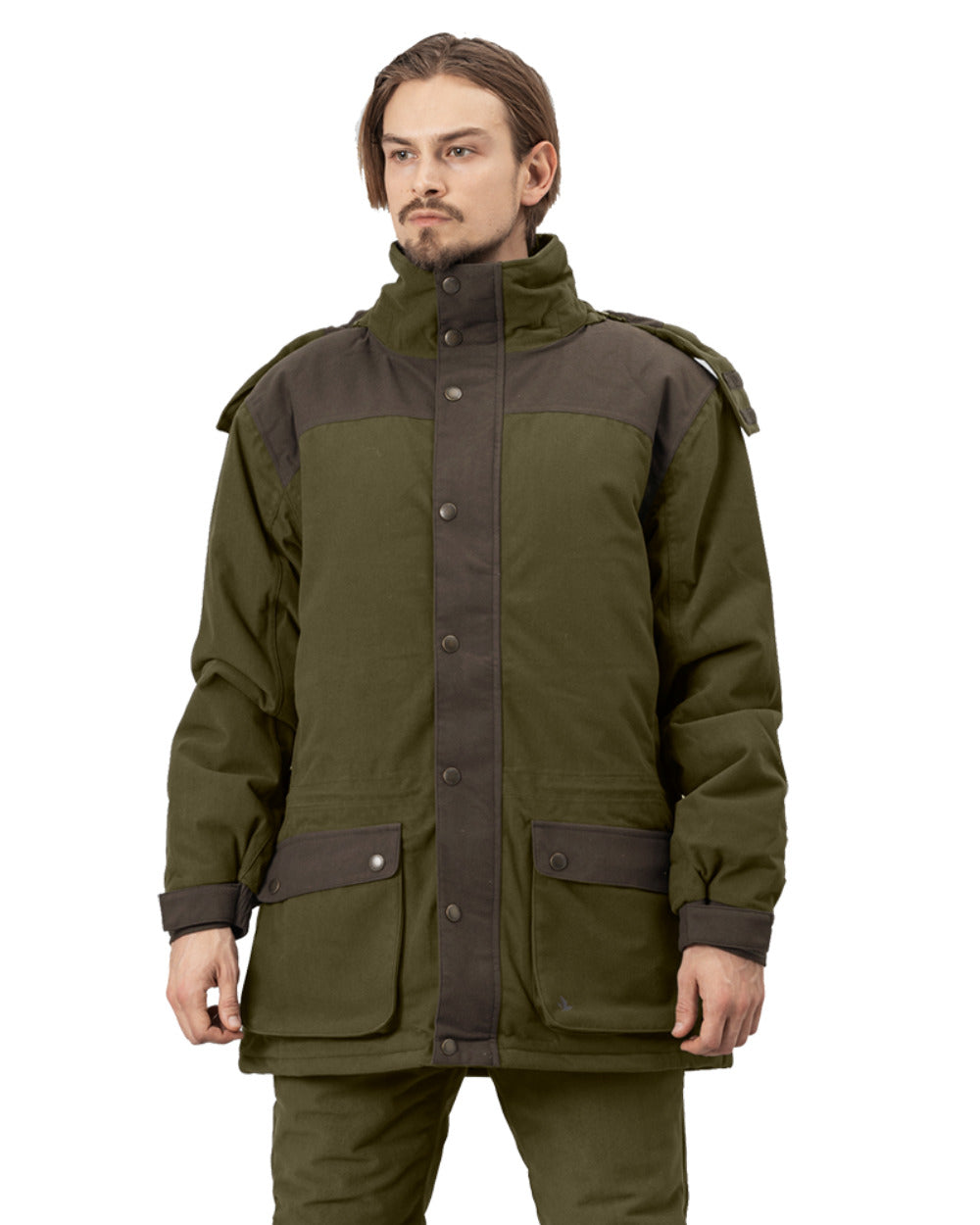 Pine Green Coloured Seeland Max Warm II Jacket on white background 