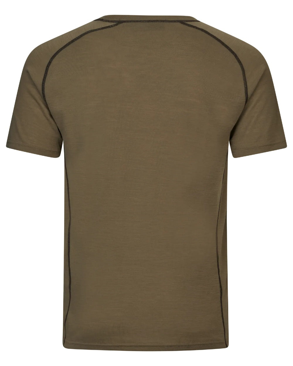 Covert Green Coloured Seeland Mens Apex Merino T-Shirt on white background 