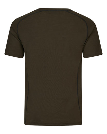 Pine Green Coloured Seeland Mens Apex Merino T-Shirt on white background 