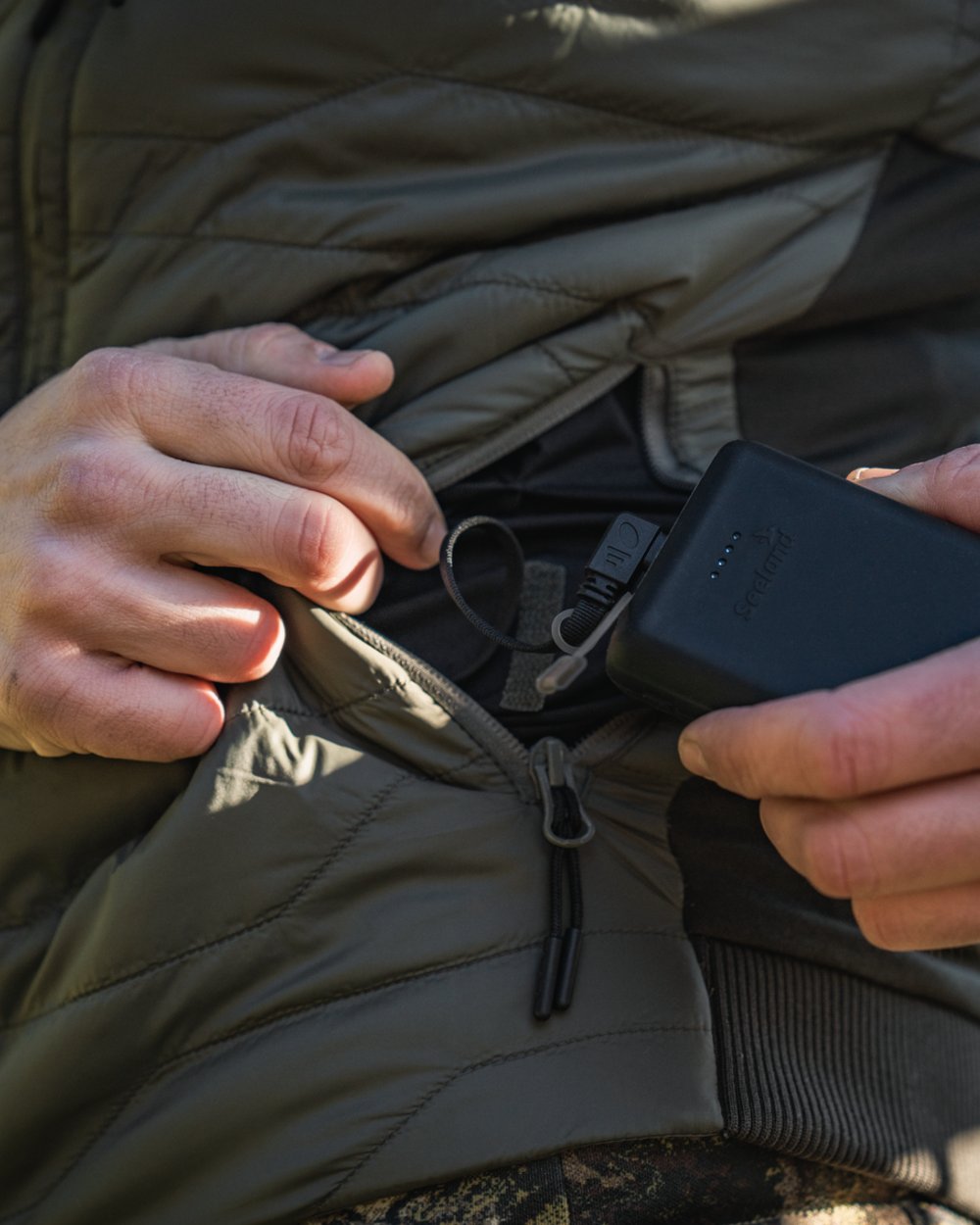 Grape Leaf Coloured Seeland Mens Celsius Heat Liner Waistcoat on outdoor background 