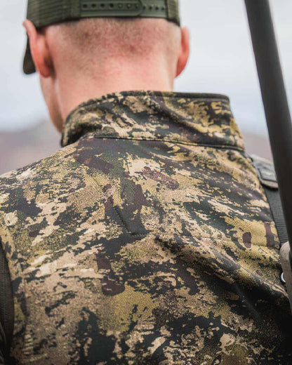 InVis MPC Green Coloured Seeland Mens Chaser Aero Camo Waistcoat on mountain background 