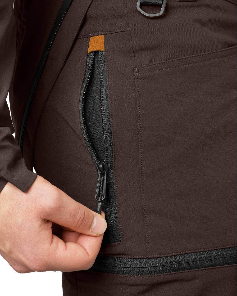 Dark Brown Coloured Seeland Mens Dog Active Trousers on white background 