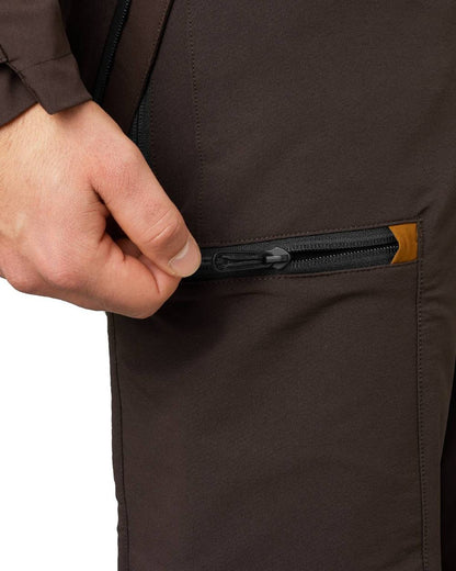 Dark Brown Coloured Seeland Mens Dog Active Trousers on white background 