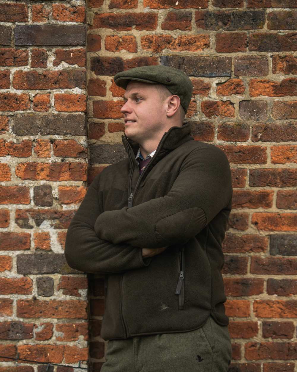 Light Pine Coloured Seeland Mens Fog Fleece Jacket on outdoor background 