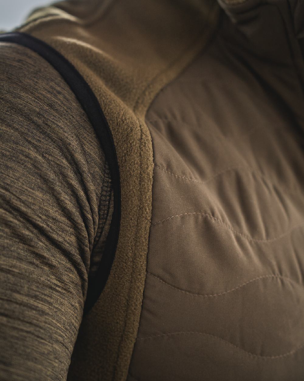 Pine Green Coloured Seeland Mens Gale Fleece Waistcoat on outdoor background 