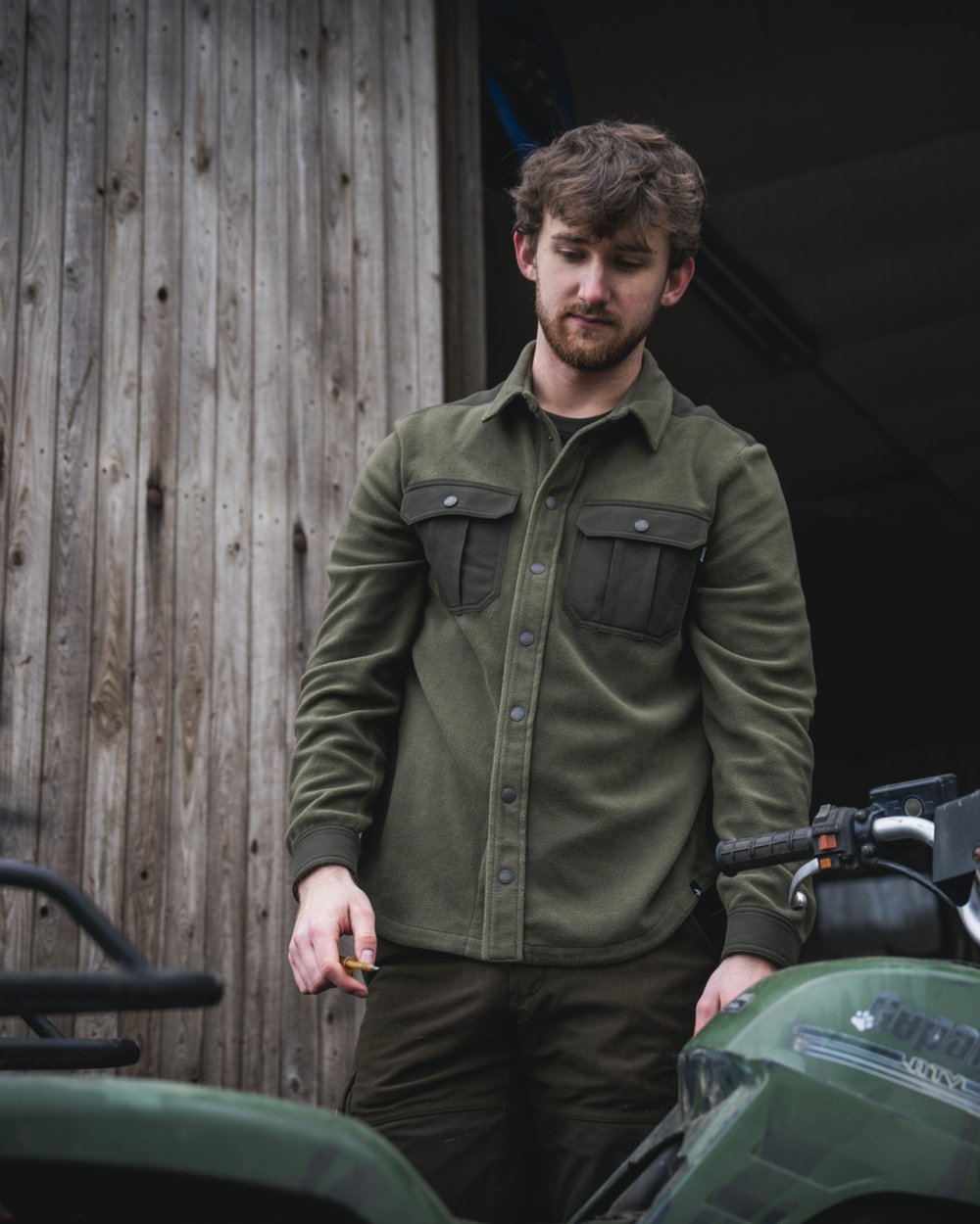 Grape Leaf Coloured Seeland Mens Gust Fleece Shirt on outdoor background 