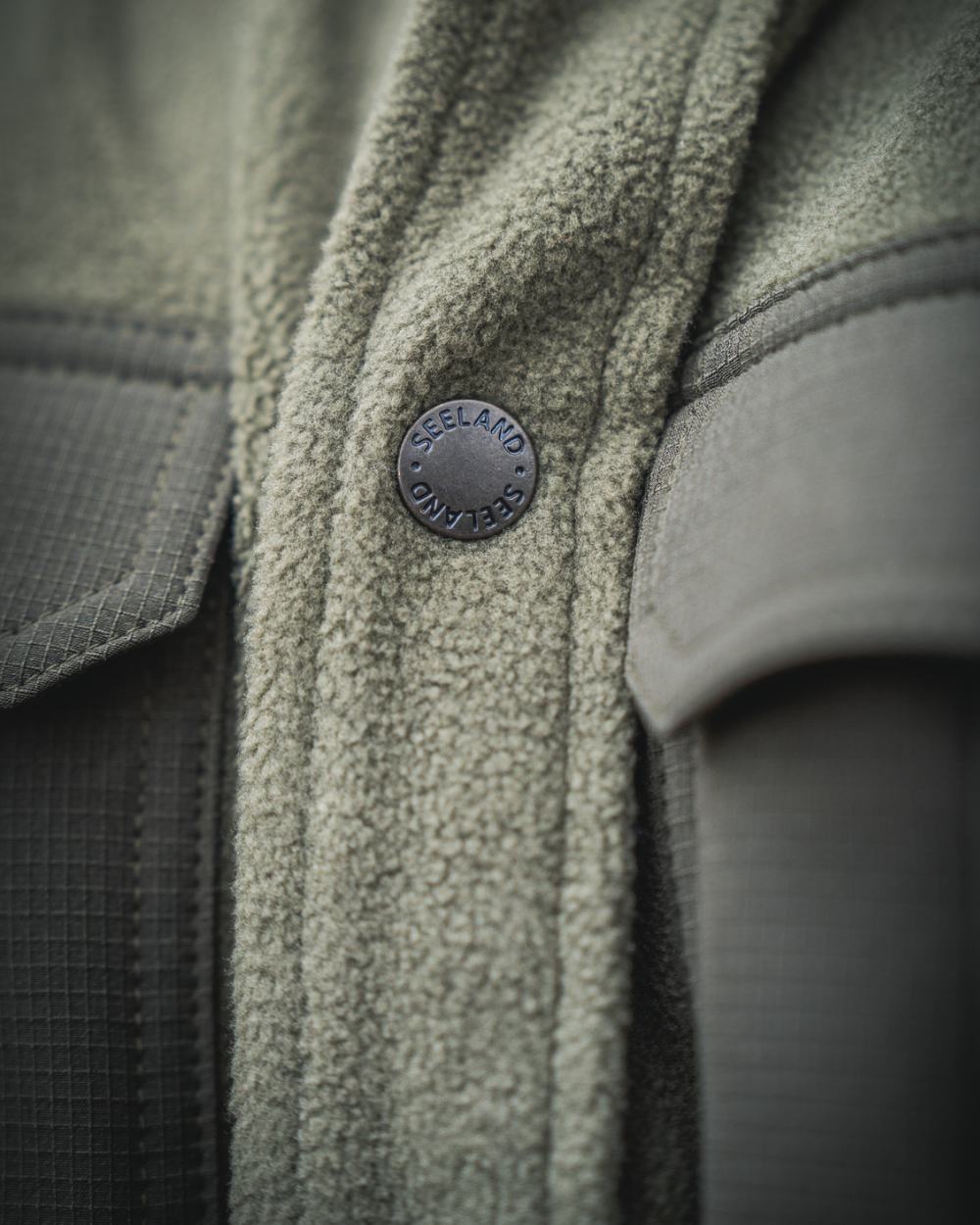 Grape Leaf Coloured Seeland Mens Gust Fleece Shirt on outdoor background 