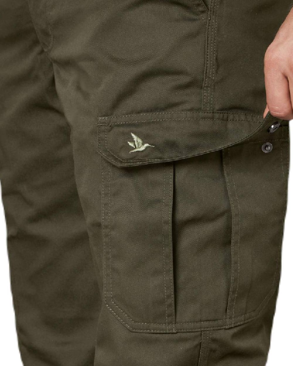Pine Green Coloured Seeland Mens Oak Trousers on white background 