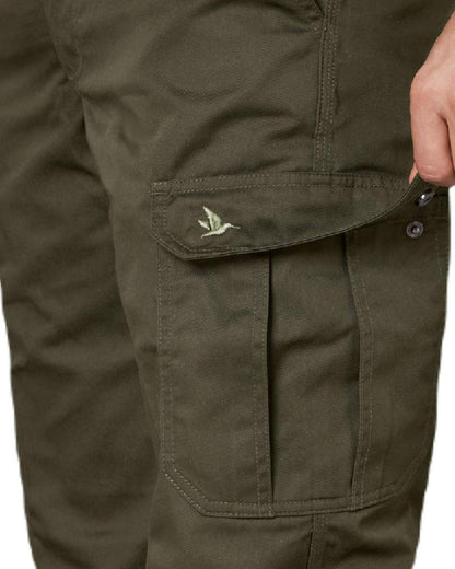 Pine Green Coloured Seeland Mens Oak Trousers on white background 