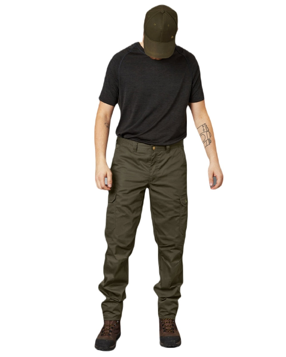 Pine Green Coloured Seeland Mens Oak Trousers on white background 