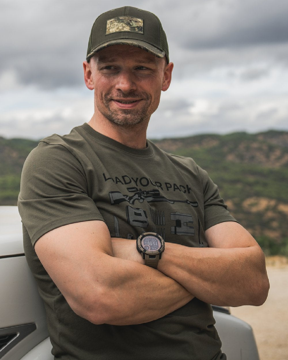 Grape Leaf Coloured Seeland Mens Packing T-Shirt on blurry background 