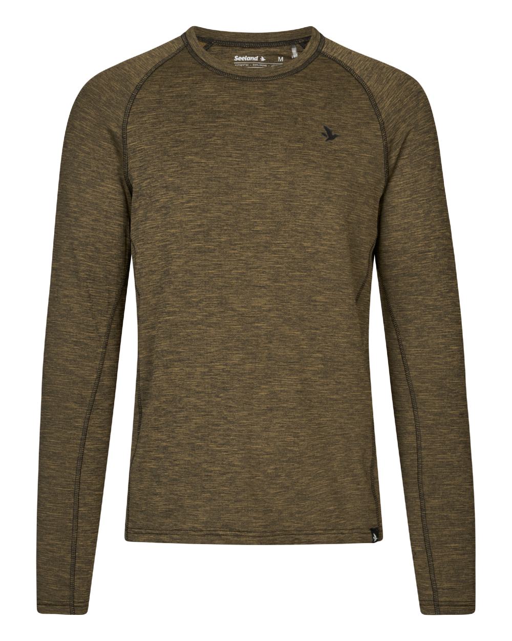 Military Olive Melange Coloured Seeland Peak T-shirt on White Background
