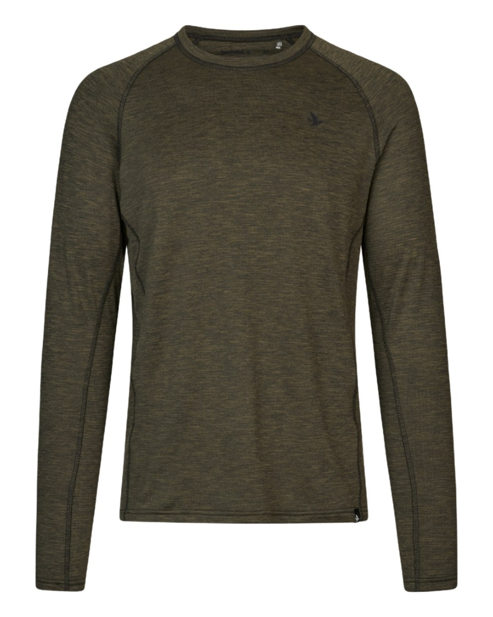 Pine Green Melange Coloured Seeland Mens Peak T-Shirt on white background 