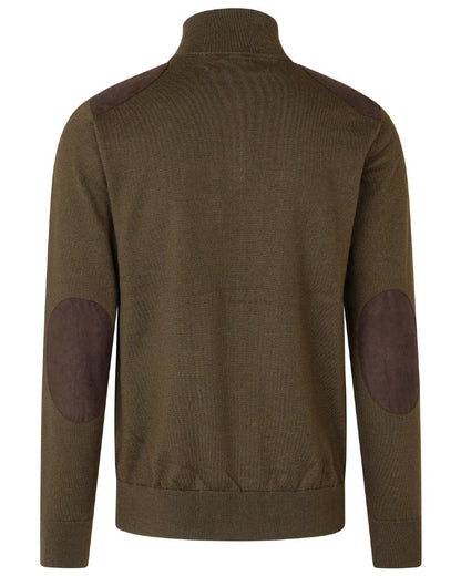 Light Pine coloured Seeland Mens Pine Half Zip Sweater on white background 