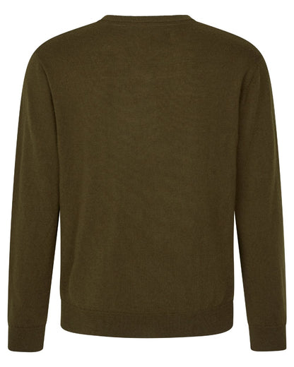 Light Pine Coloured Seeland Mens Pine V-Neck Pullover on white background 