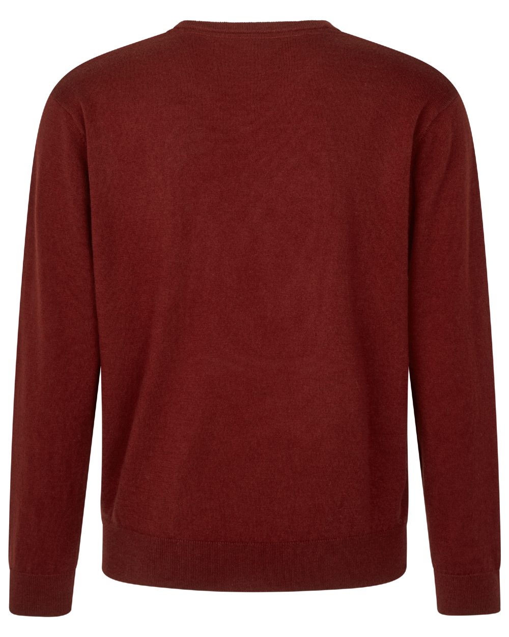 Merlot Coloured Seeland Mens Pine V-Neck Pullover on white background 