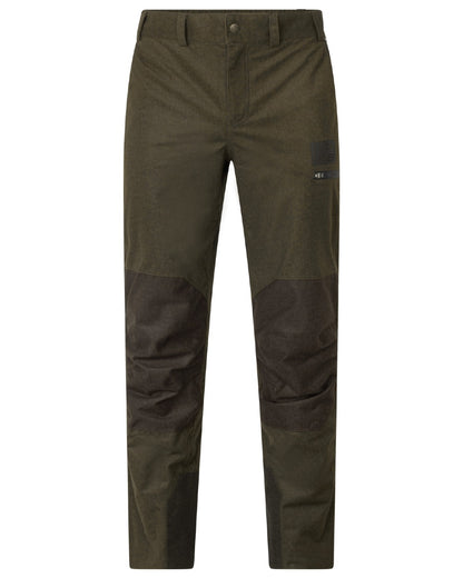 Pine Green Melange coloured Seeland Mens Quest Trousers on white background 