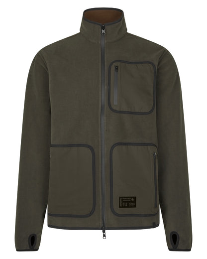 Grizzly Brown Demitasse Brown Coloured Seeland Mens Rogue Solid Reversible Fleece Jacket on white background 