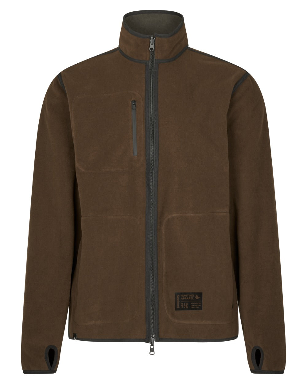 Grizzly Brown Demitasse Brown Coloured Seeland Mens Rogue Solid Reversible Fleece Jacket on white background 