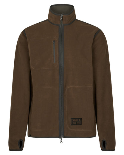 Grizzly Brown Demitasse Brown Coloured Seeland Mens Rogue Solid Reversible Fleece Jacket on white background 
