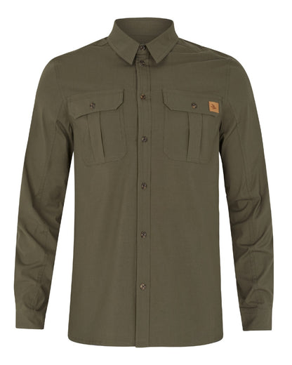 Grape Leaf coloured Seeland Mens Selous Long Sleeve Cargo Shirt on white background 