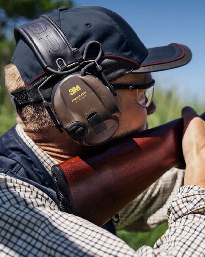 Classic Blue Coloured Seeland Mens Skeet Cap on outdoor background 