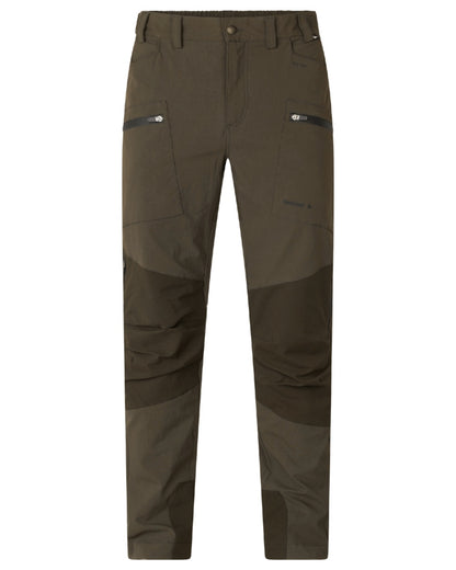 Pine Green Grizzly Brown coloured Seeland Mens Spruce Membrane Trousers on white background 