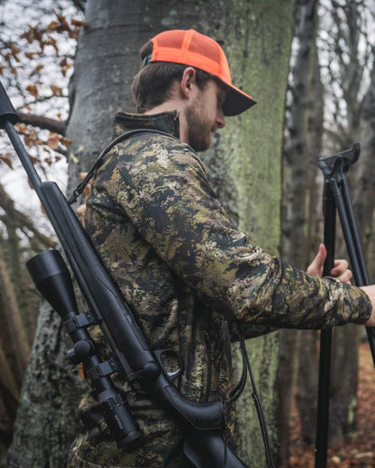 InVIS MPC Green Coloured Seeland Mens Tidal Camo Fleece Jacket on forest background 