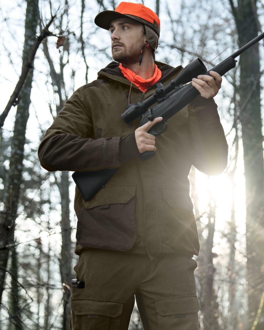 Grizzly Brown coloured Seeland Mens Ultimo Jacket on forest background 