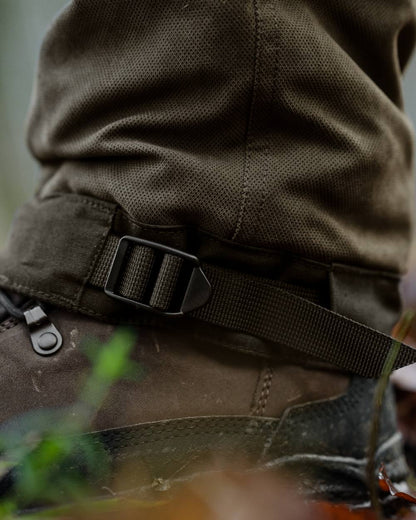 Grizzly Brown coloured Seeland Mens Ultimo Trousers on forest background 
