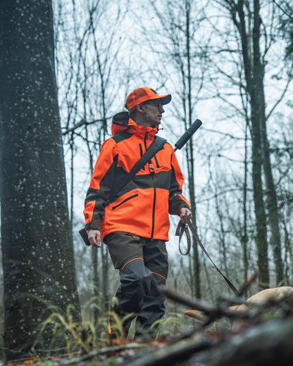Orange Blaze Coloured Seeland Mens Venture Serac Jacket on outdoor background 