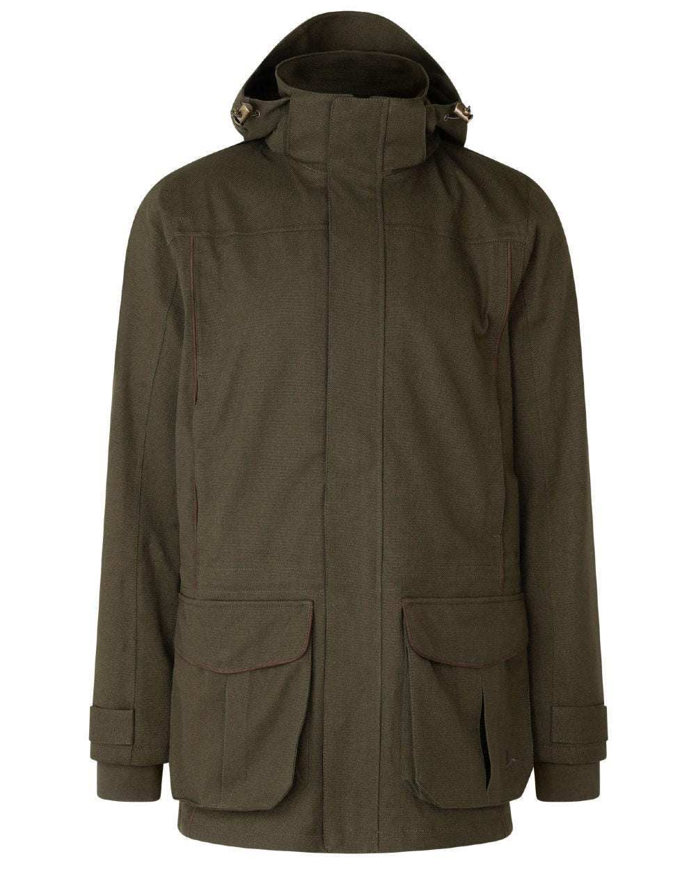 Shaded Olive coloured Seeland Mens Woodcock Royale Jacket on white background 