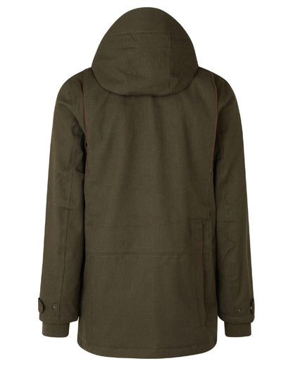 Shaded Olive coloured Seeland Mens Woodcock Royale Jacket on white background 