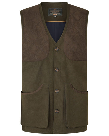 Shaded Olive coloured Seeland Mens Woodcock Royale Waistcoat on white background 