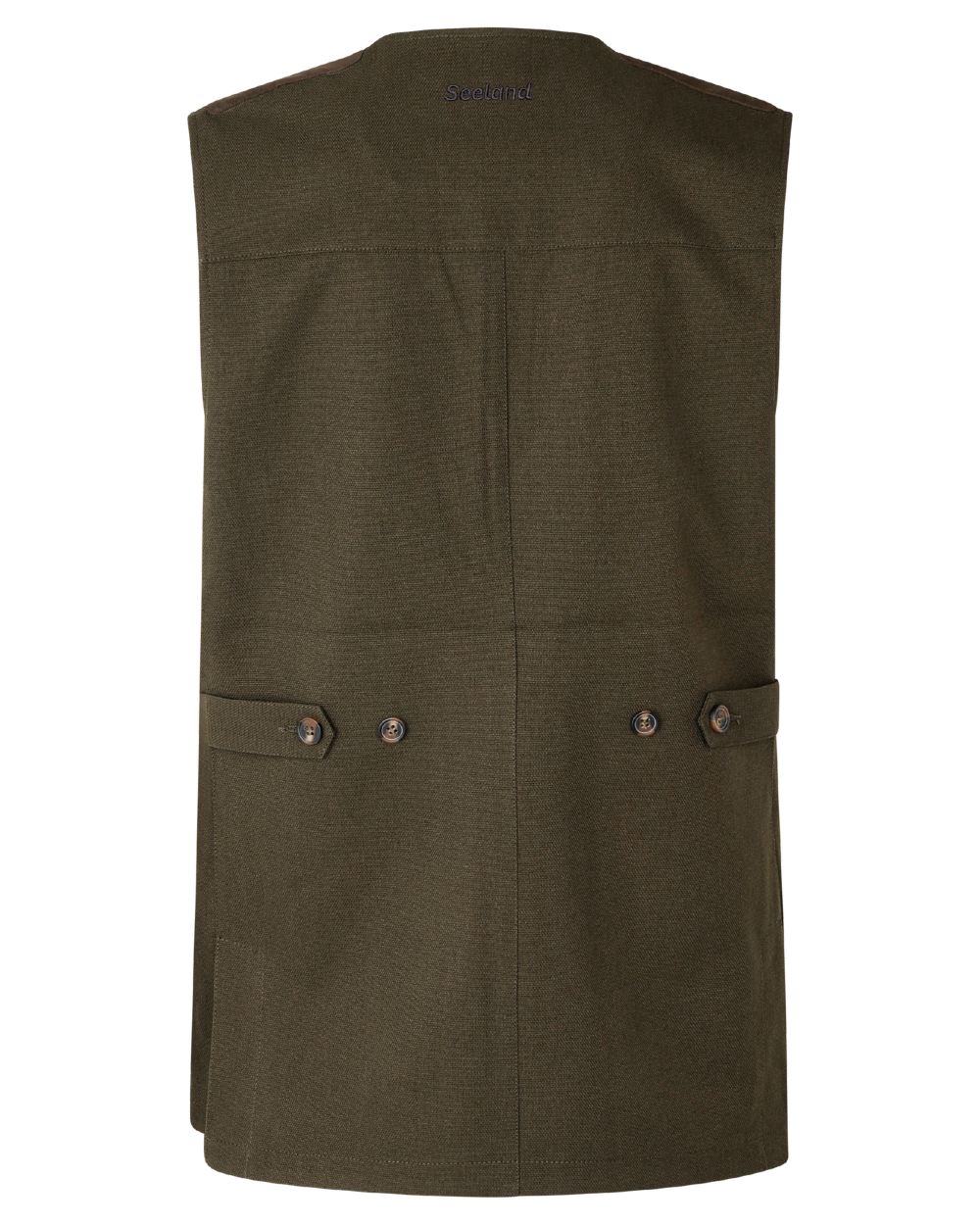 Shaded Olive coloured Seeland Mens Woodcock Royale Waistcoat on white background 