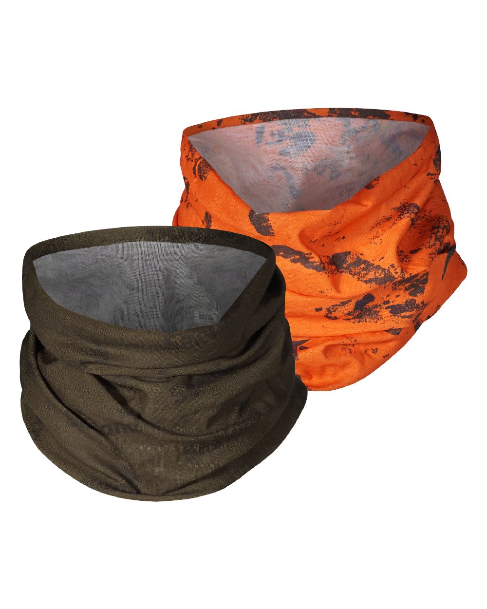 Pine Green InVis Orange Blaze Coloured Seeland Neck Gaiter 2 Pack on White background 