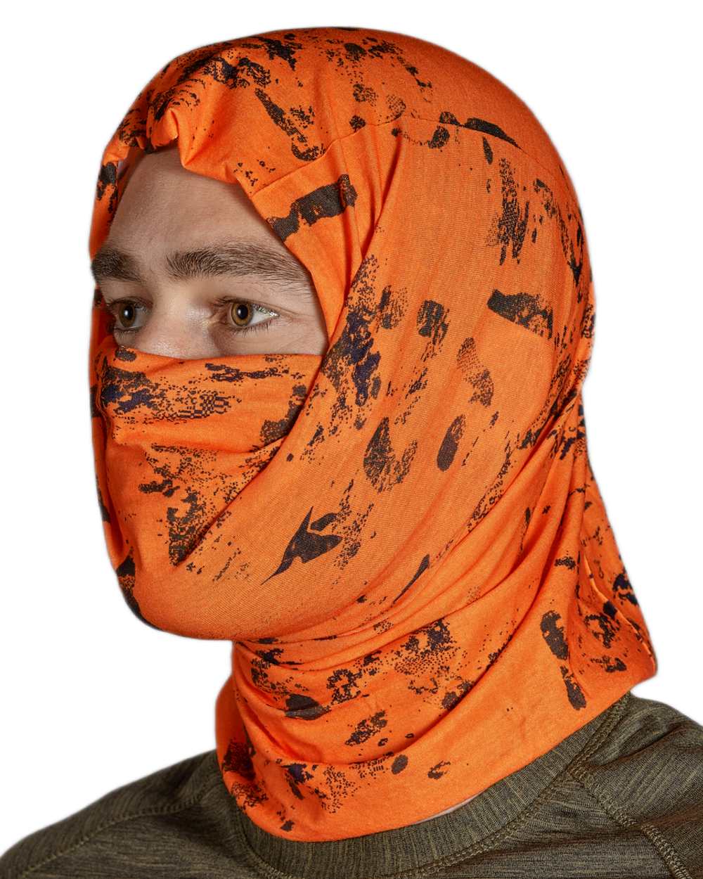 Pine Green InVis Orange Blaze Coloured Seeland Neck Gaiter 2 Pack on White background 