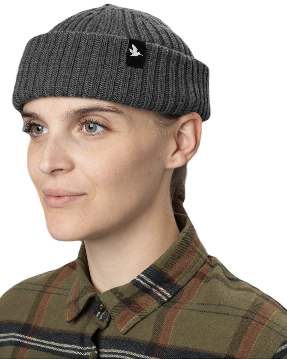 Grey Melange Coloured Seeland Norite Beanie on white background 