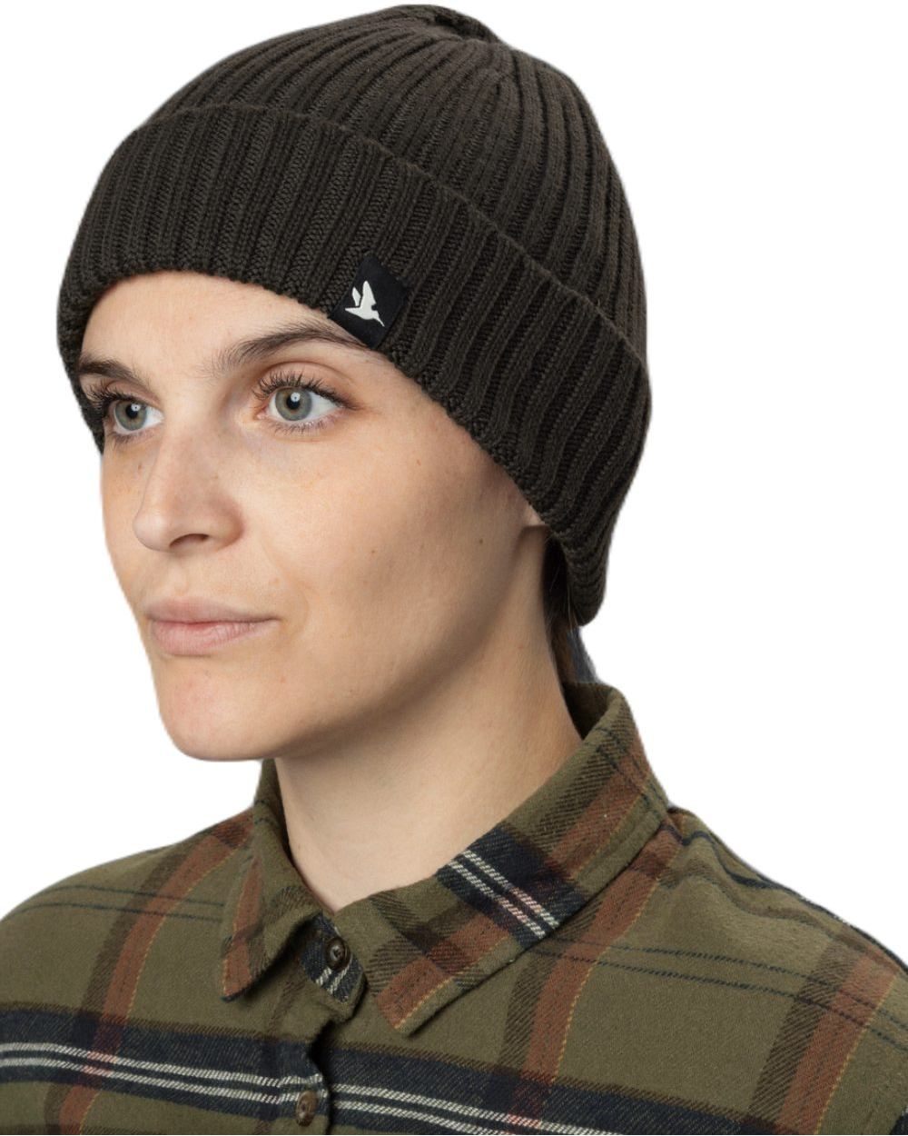 Grizzly Brown Coloured Seeland Norite Beanie on white background 