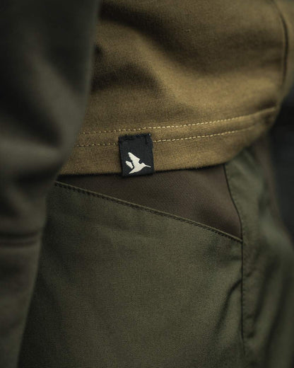 Military Olive Coloured Seeland On Point T-Shirt on outdoor background 