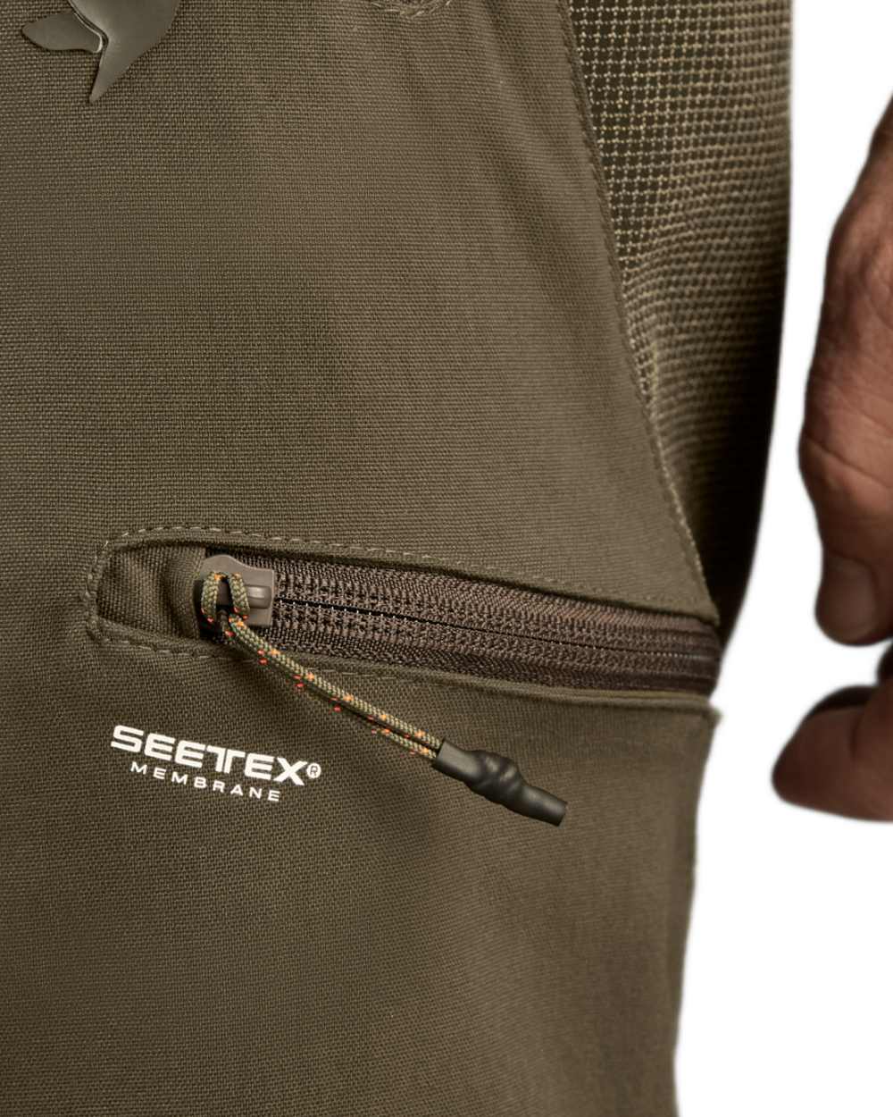 Pine Green Coloured Seeland Outdoor Membrane Trousers on White background 