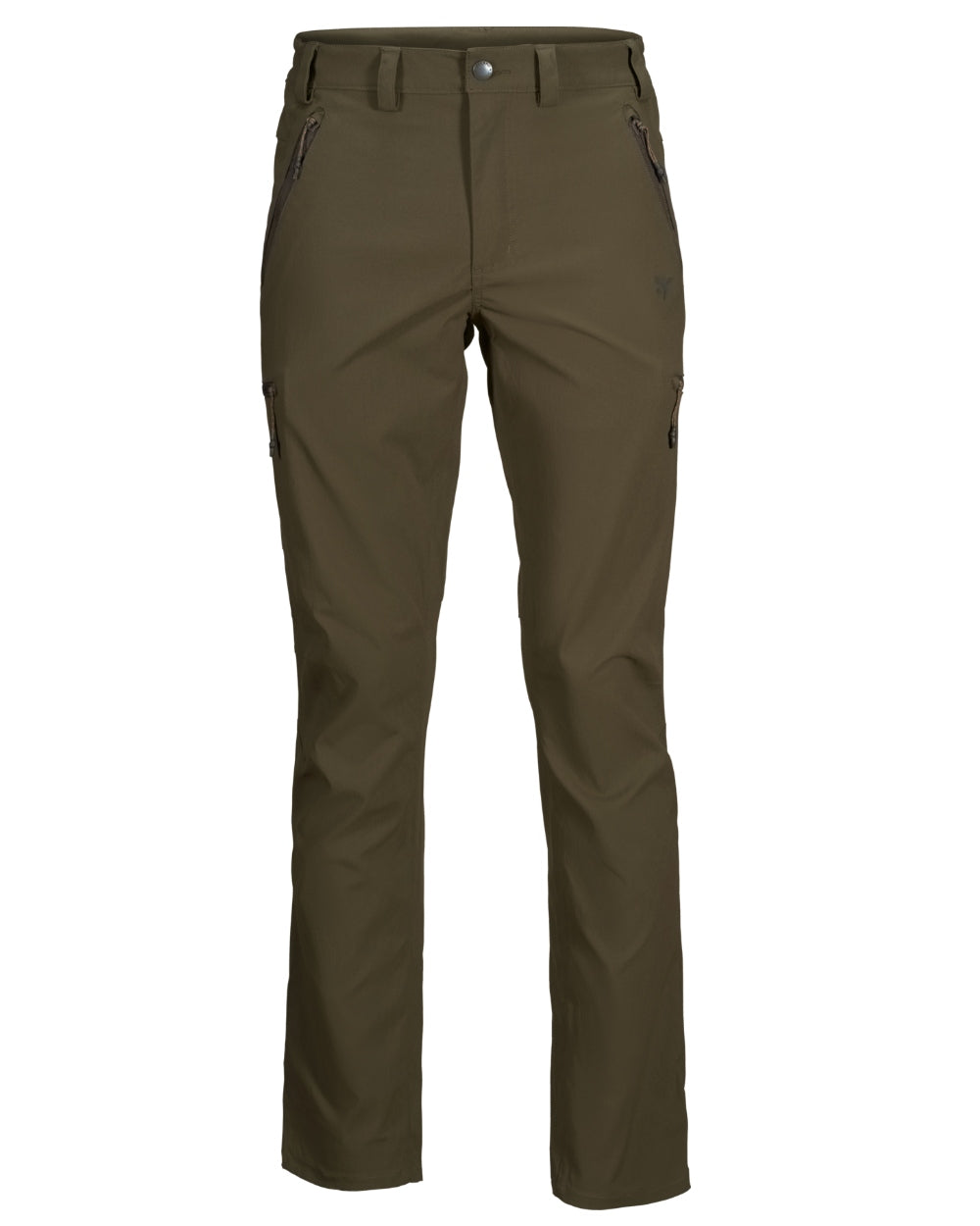 Pine Green Coloured Seeland Outdoor Stretch Trousers on White background 