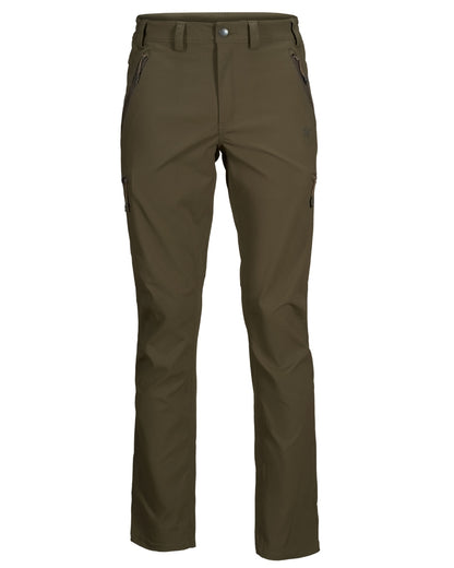 Pine Green Coloured Seeland Outdoor Stretch Trousers on White background 
